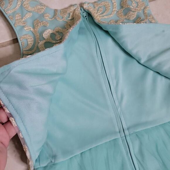 Emerald Gumdrops Floral Embroidered Metallic Tulle Popover Dress 7 - Picture 7 of 15